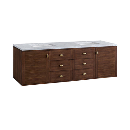 Amberly 72" Double Vanity Cabinet, Mid-Century Walnut
