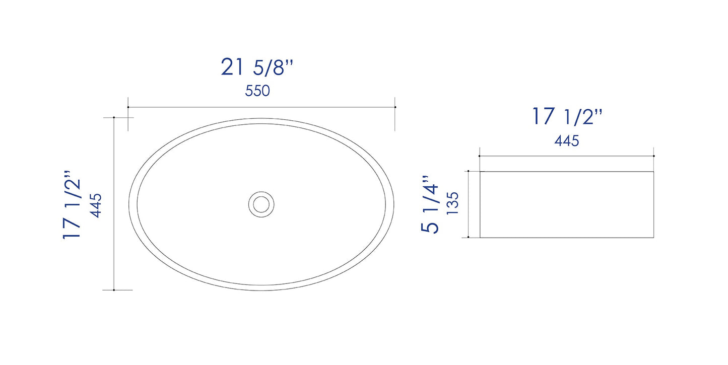 ALFI brand  ABC911 White 22" Oval Above Mount Ceramic Sink