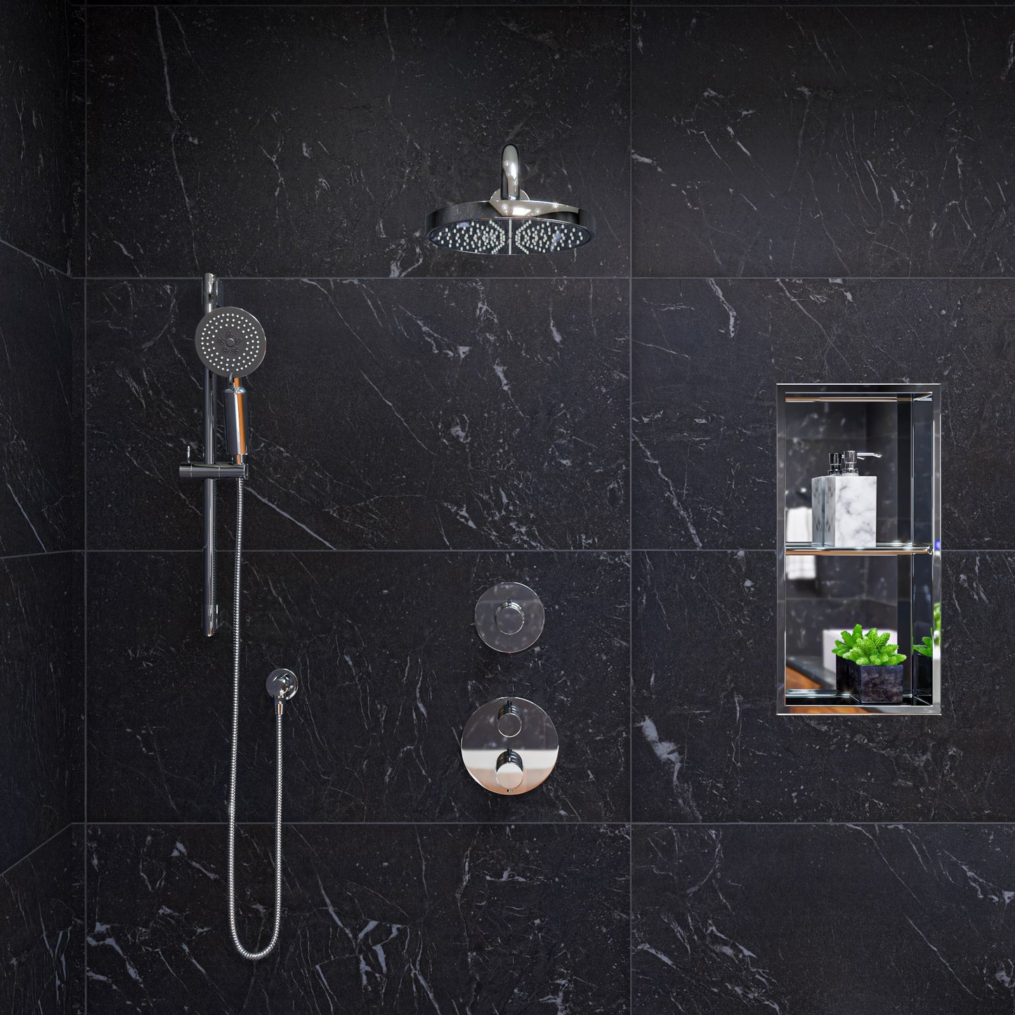 ALFI brand AB2545 Round Style 2 Way Thermostatic Shower Set