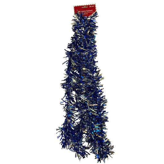 Blue and  Silver  Holographic  Garland  Wavy Cut  3ply