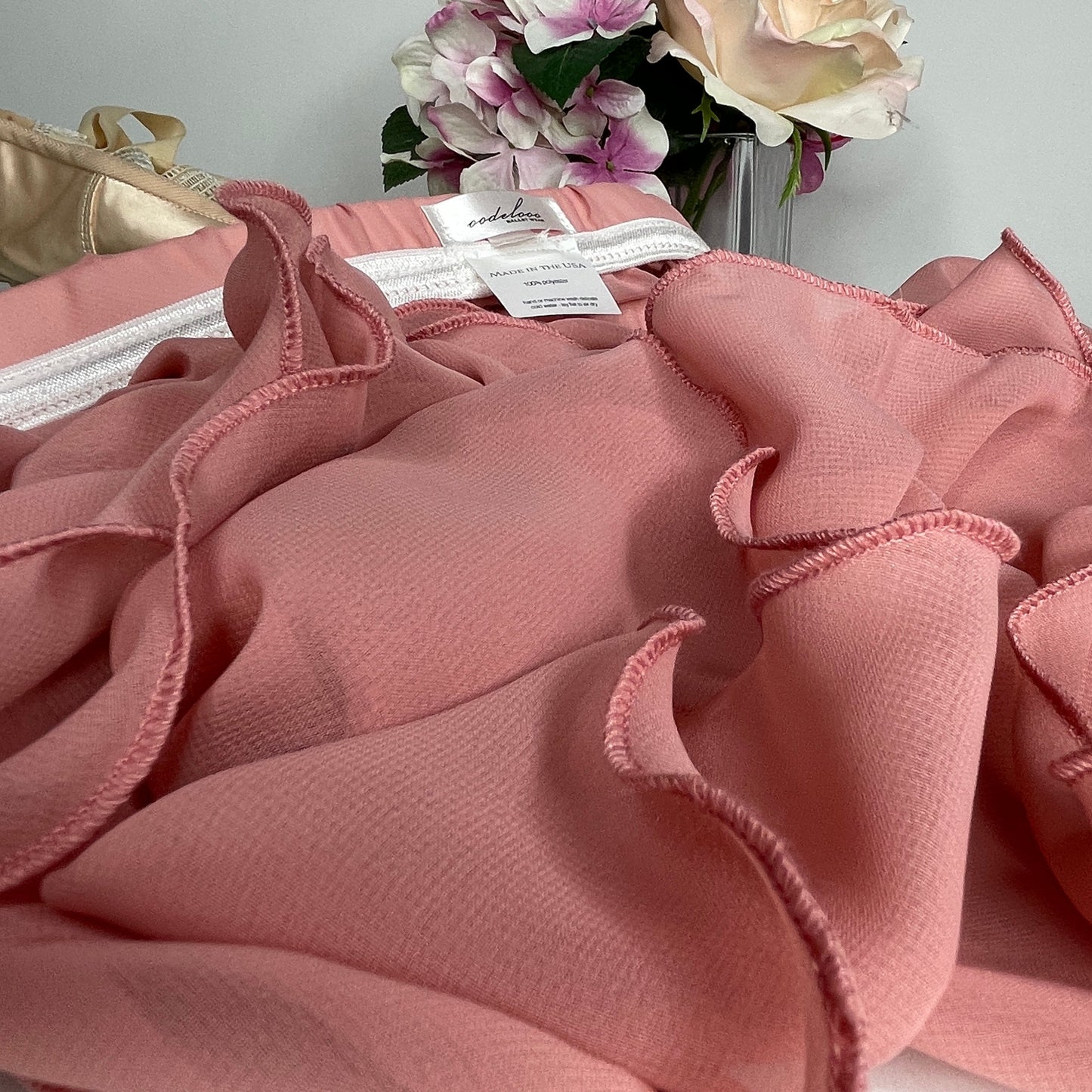 Dusty Rose Chiffon Ballet Pull On Skirt - Ballet Rehearsal Skirt - Pirouette Skirt