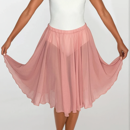 Dusty Rose Chiffon Ballet Pull On Skirt - Ballet Rehearsal Skirt - Pirouette Skirt