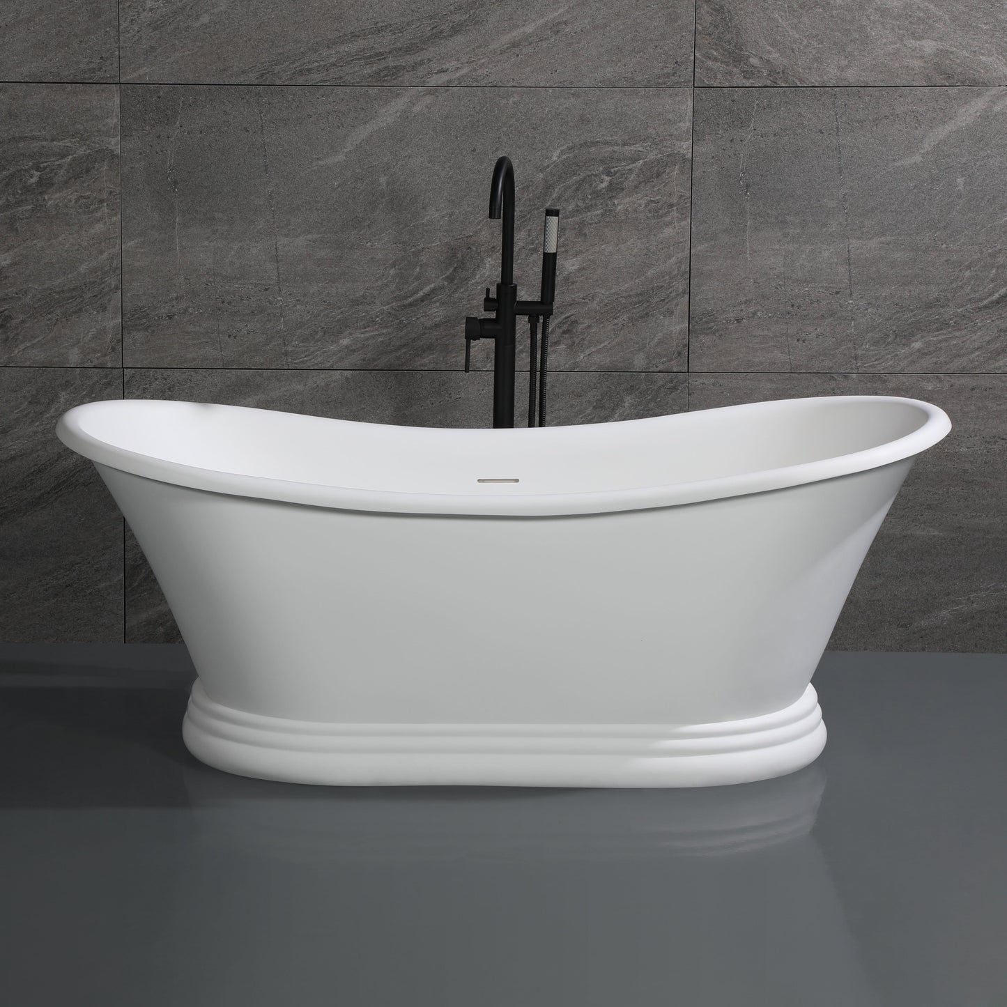 ALFI brand  AB9950 67" White Matte Pedestal Solid Surface Resin Bathtub