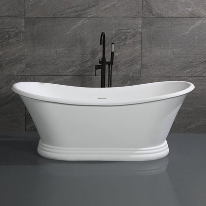 ALFI brand  AB9950 67" White Matte Pedestal Solid Surface Resin Bathtub