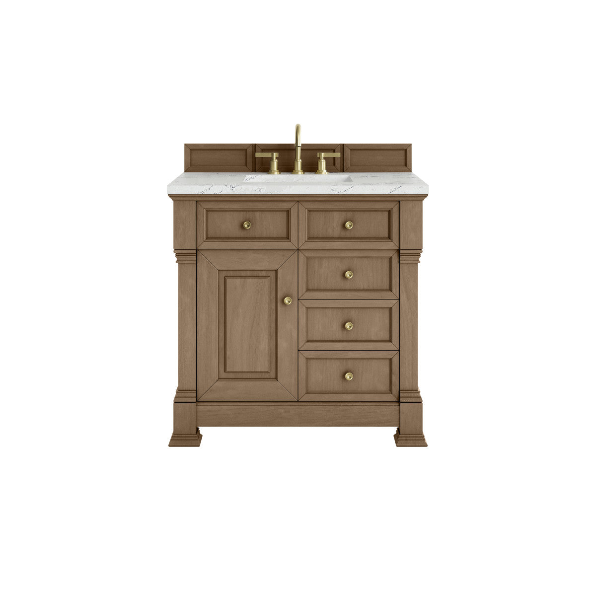 James Martin 547-V36 Brookfield 36” Single Vanity – Black Onyx / Honey Oak / Pearl Charcoal