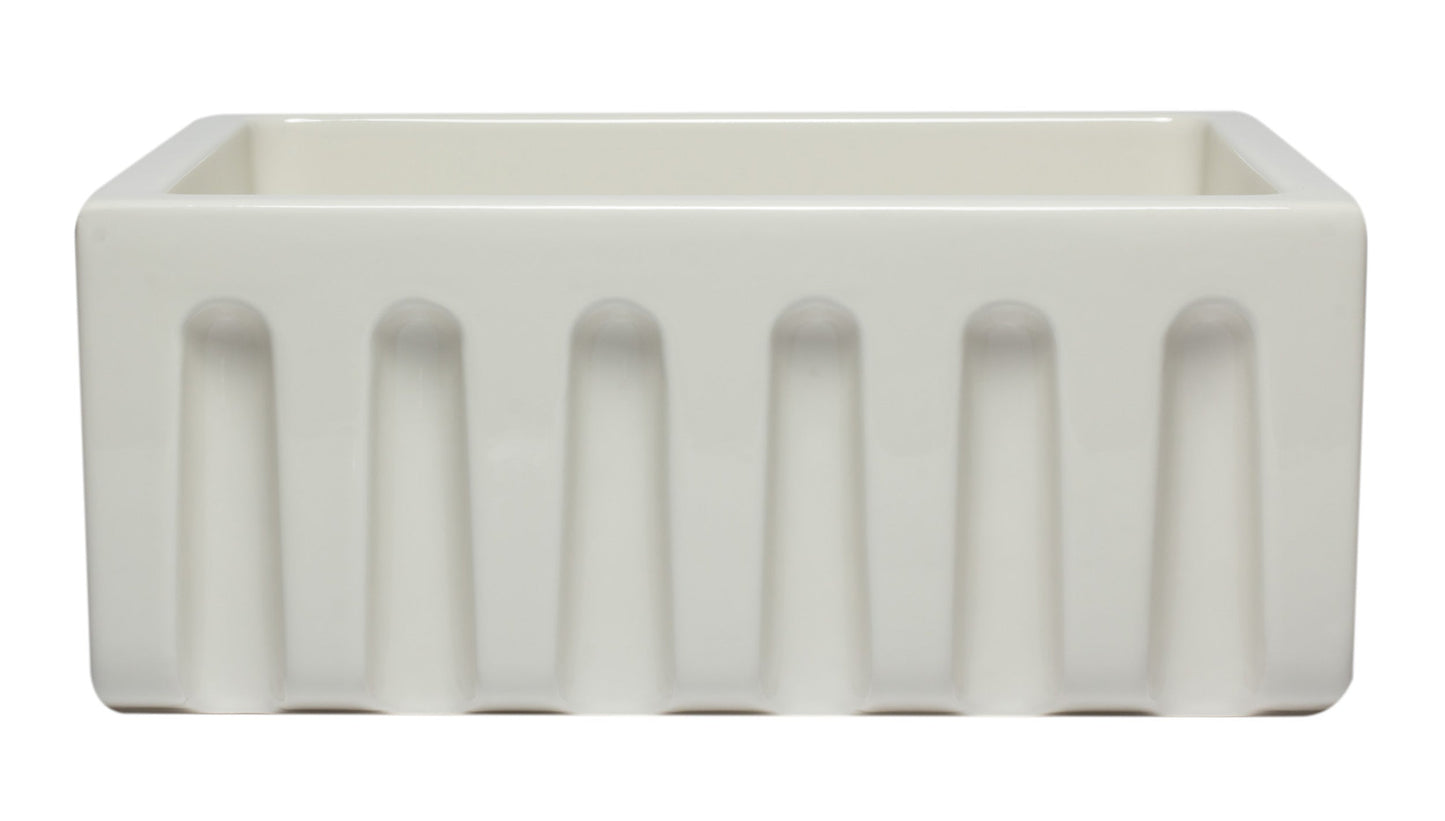ALFI brand AB2418HS AB2418HS-B 24 inch Biscuit Reversible Smooth / Fluted Single Bowl Fireclay Farm Sink