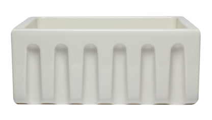 ALFI brand AB2418HS AB2418HS-B 24 inch Biscuit Reversible Smooth / Fluted Single Bowl Fireclay Farm Sink