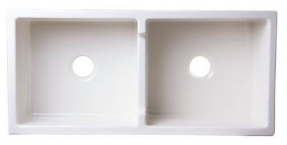 ALFI brand AB3918ARCH Arched Apron Thick Wall Fireclay Double Bowl Farm Sink