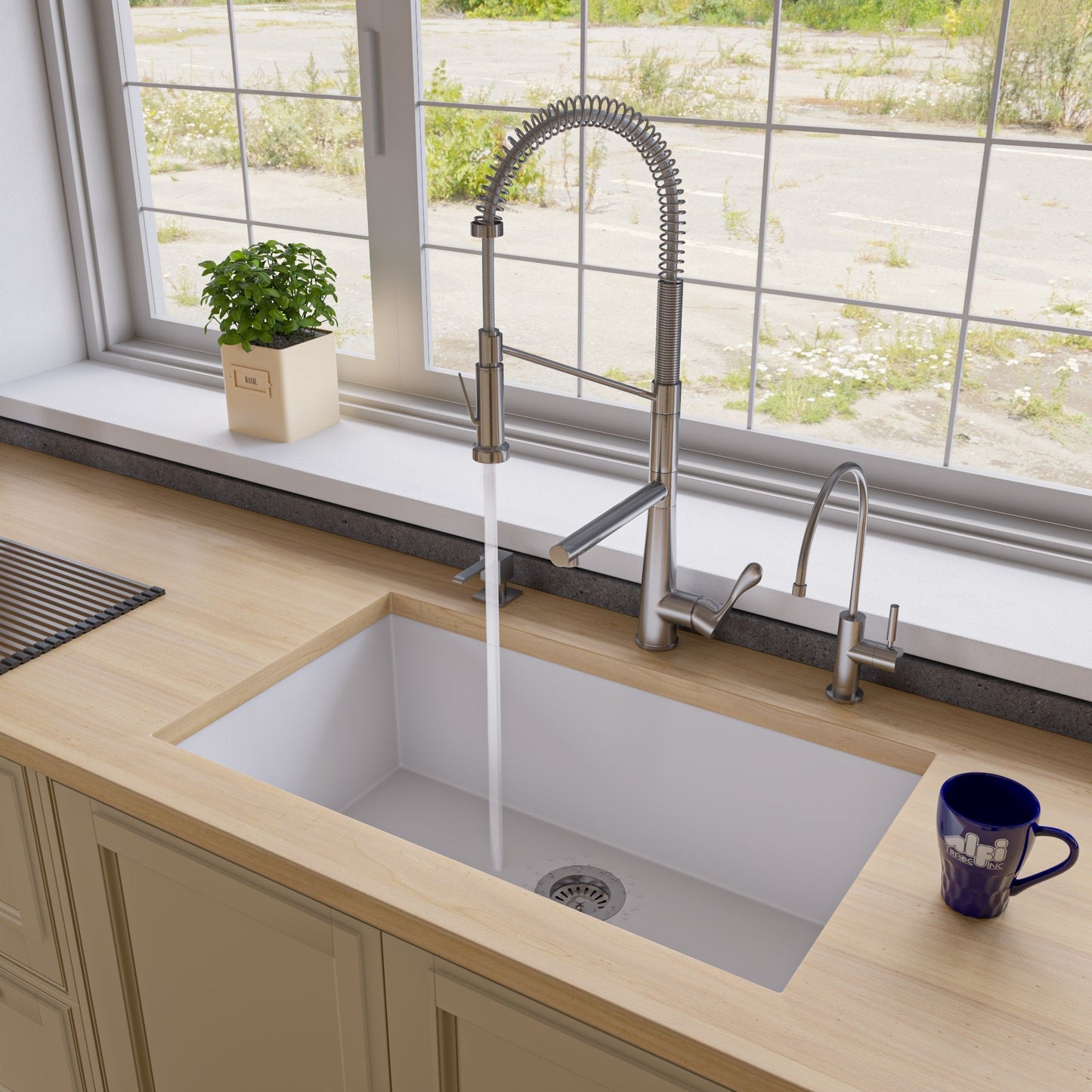 ALFI brand AB3322UM 33" Single Bowl Undermount Granite Composite Kitchen Sink