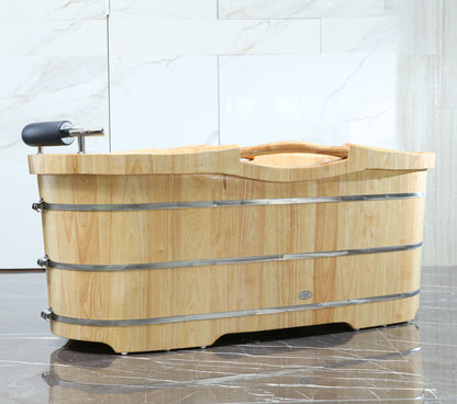 ALFI brand  AB1163 61" Free Standing Wooden Bathtub with Cushion Headrest