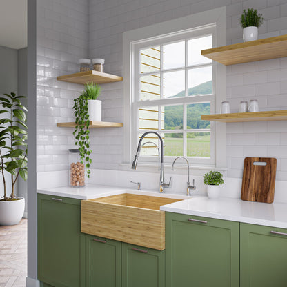 ALFI brand  AB3021 30" Single Bowl Bamboo Kitchen Farm Sink