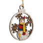 Wooden Ornament - Snowman with Striped Scarf