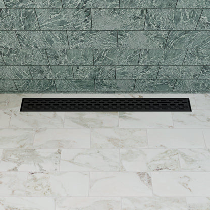 ALFI brand ABLD32C ABLD32C-BM 32" Black Matte Stainless Steel Linear Shower Drain with Groove Holes