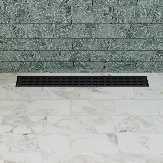 ALFI brand ABLD32C ABLD32C-BM 32" Black Matte Stainless Steel Linear Shower Drain with Groove Holes