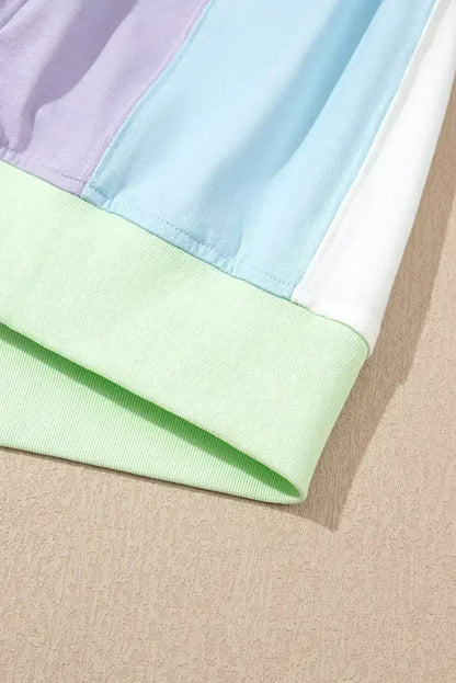 Purple Colorblock Patchwork Oversized T Shirt