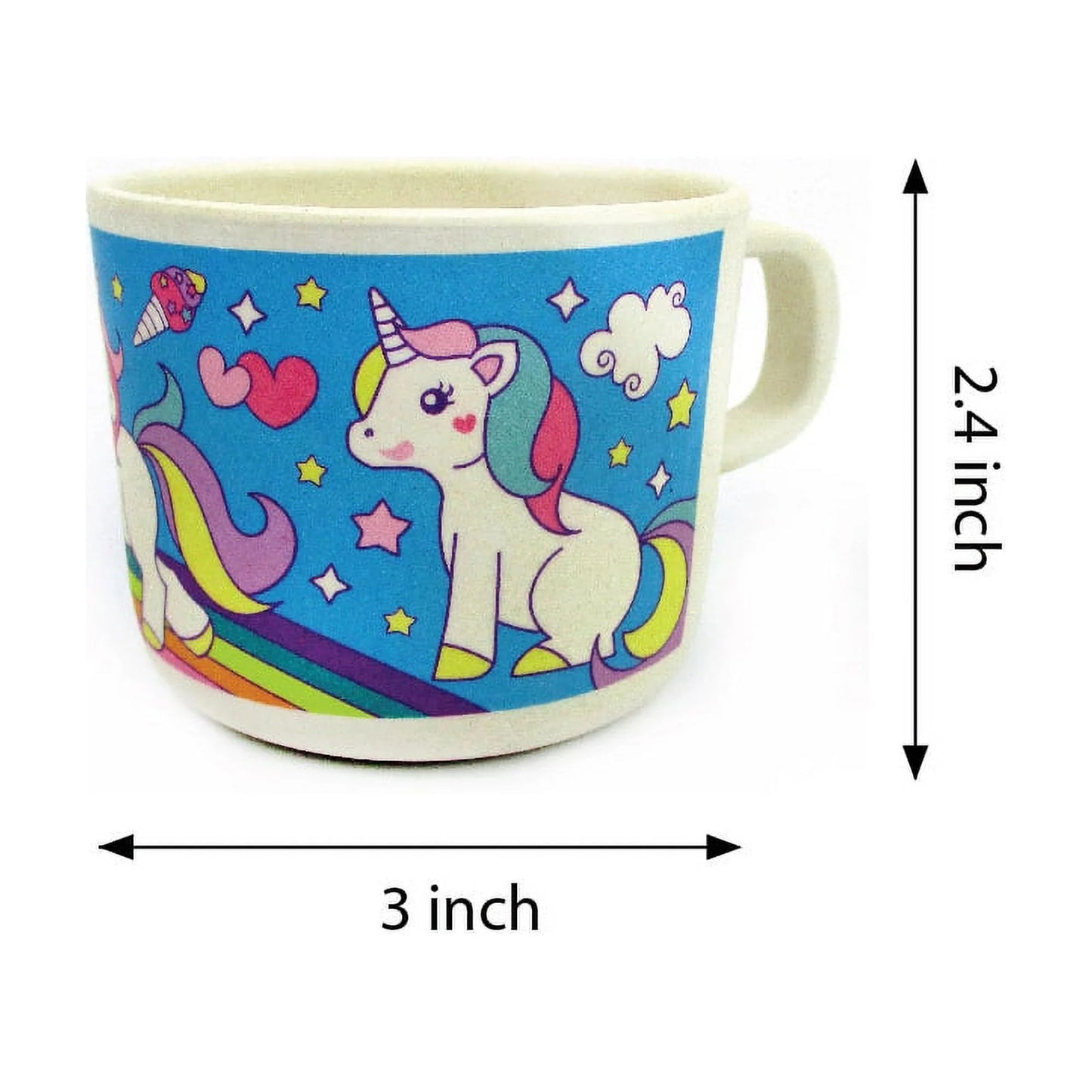 🦄 Magical Unicorn 4-Piece Kids Dinnerware Set – Eco-Friendly, Biodegradable Plant Fiber Plate, Cup, Fork & Spoon – Non-Toxic, BPA-Free, Microwave & Dishwasher Safe – Gift-Boxed for Girls & Toddlers
