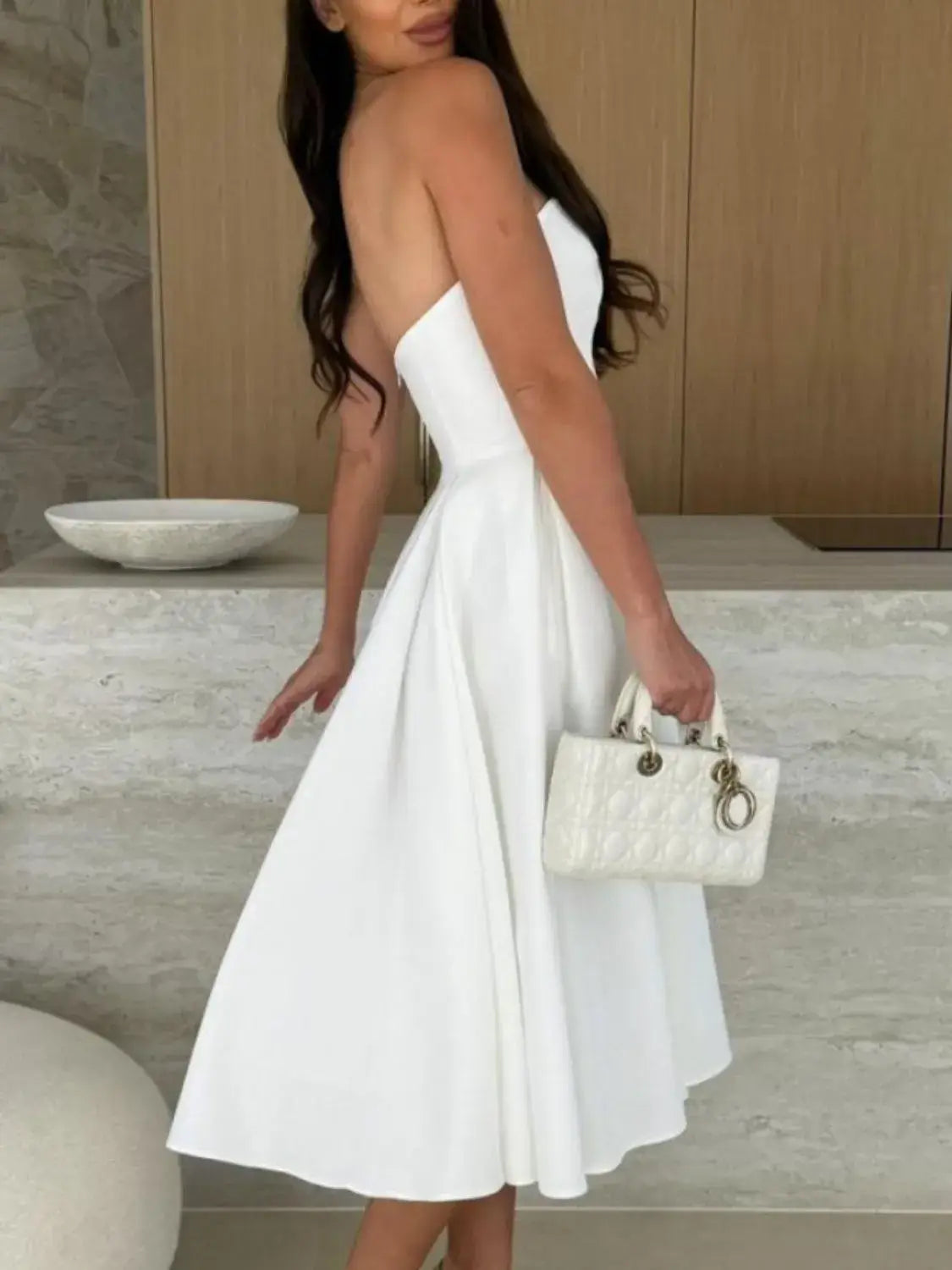 Solid Color Tube Dress Midi for Chic and Stylish Looks