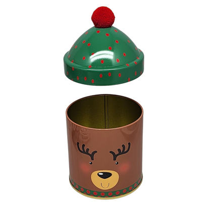Gift Tin with Pom Pom Hat - Reindeer