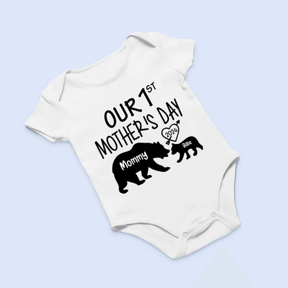 Our 1st Mother's Day - BABY ONESIE - Momma Bear & Baby Bear - Personalized Gift For New Moms, Pregnant, Infant, Baby, Newborn
