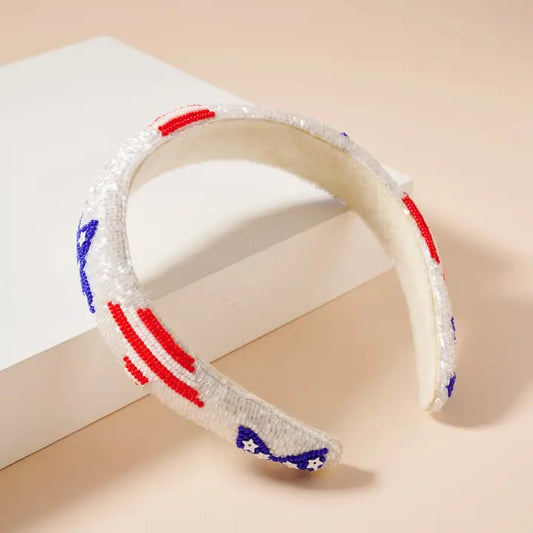 USA Stars Seed Bead Headband
