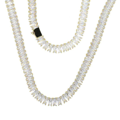 Men's Hip-Hop Zirconia Necklace in Copper Alloy Rectangular Design