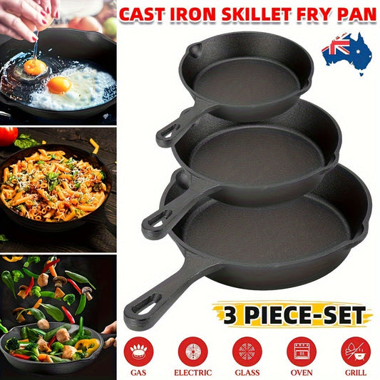 Versatile PreSeasoned Cast Iron Skillet Set of 3