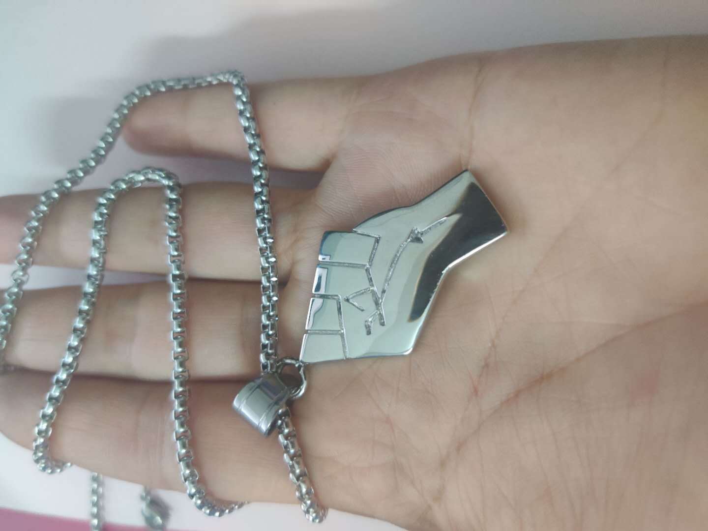 Mens Gold Fist Pendant Necklace in Titanium Steel with Gold Finish