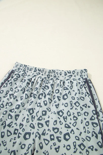 Khaki Leopard Print High Rise Knot Side Pants