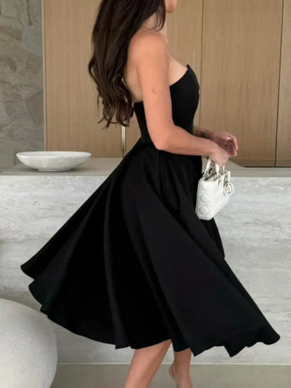 Solid Color Tube Dress Midi for Chic and Stylish Looks