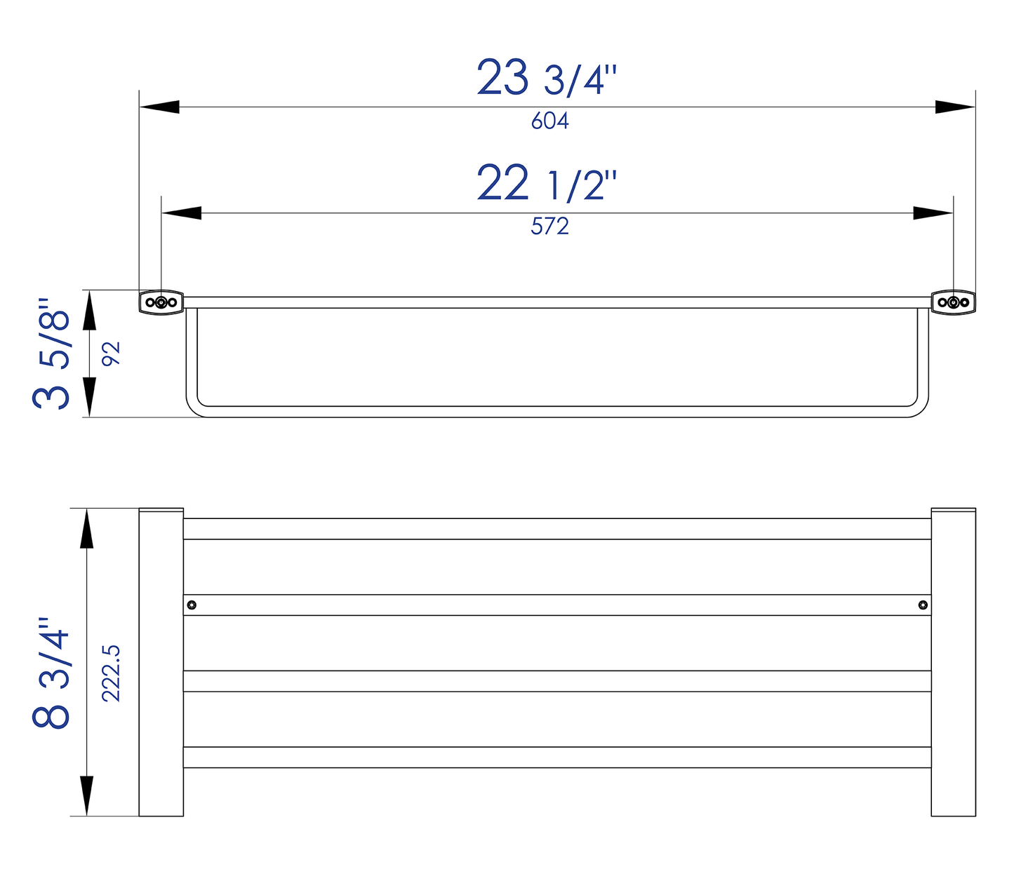 ALFI brand AB9539 24 inch Towel Bar & Shelf Bathroom Accessory