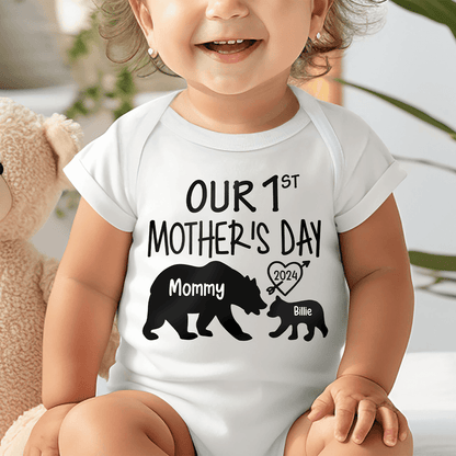 Our 1st Mother's Day - BABY ONESIE - Momma Bear & Baby Bear - Personalized Gift For New Moms, Pregnant, Infant, Baby, Newborn
