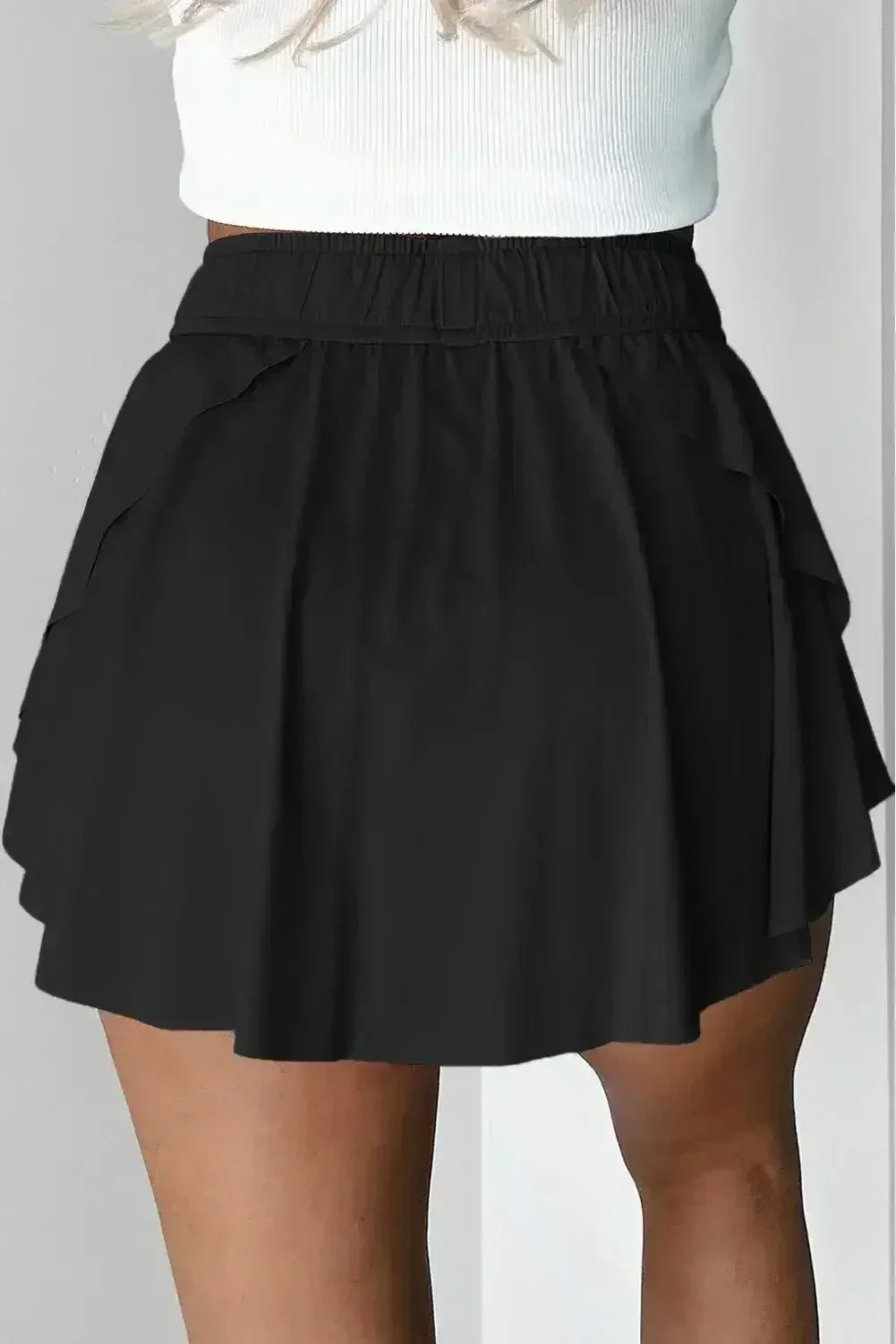 Light Green Drawstring High Waist Lined Tennis Skort