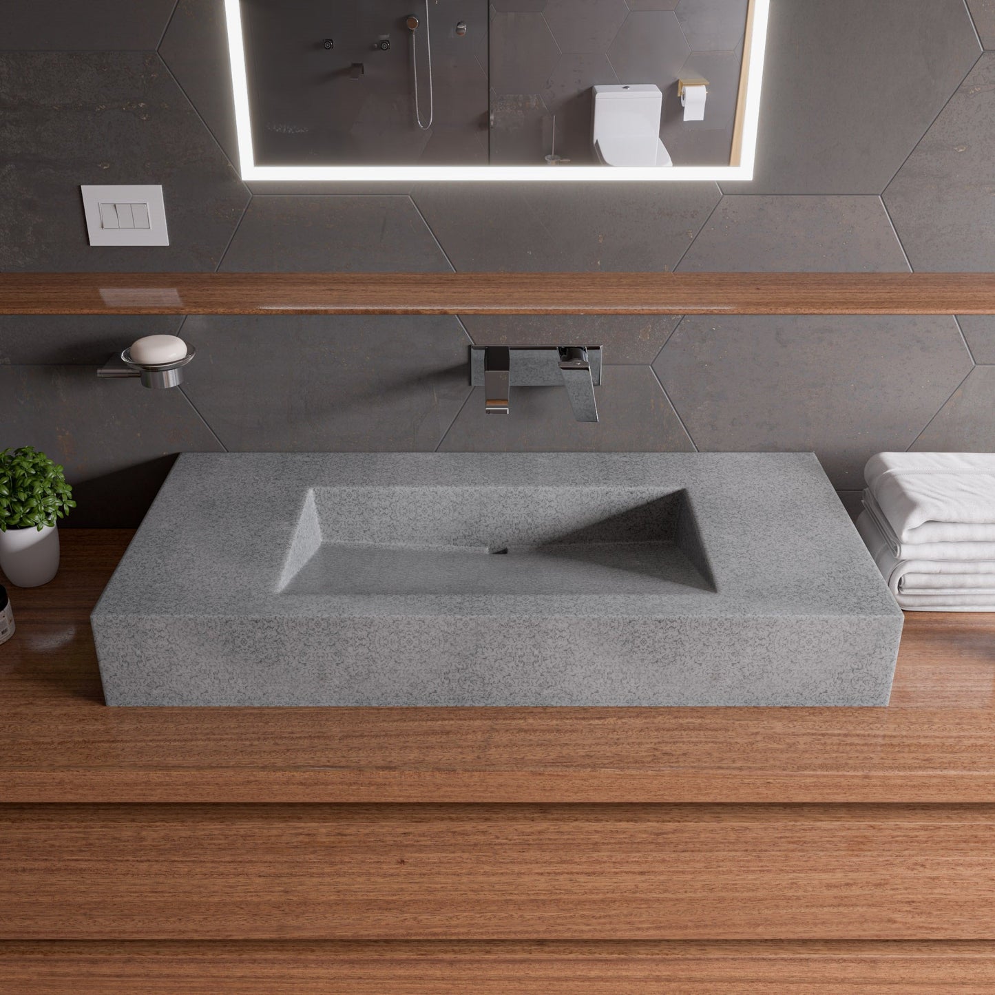 ALFI brand  ABCO40R 40" Solid Concrete Rectangular Countertop Sink