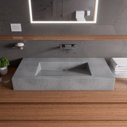 ALFI brand  ABCO40R 40" Solid Concrete Rectangular Countertop Sink