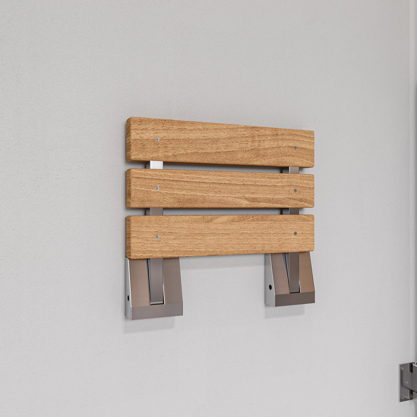 ALFI brand ABS16S 16" Wide Foldable Teak Shower Seat with Square Hardware