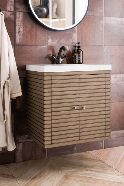 Linden 24" Single Vanity with White Glossy Composite Stone Top