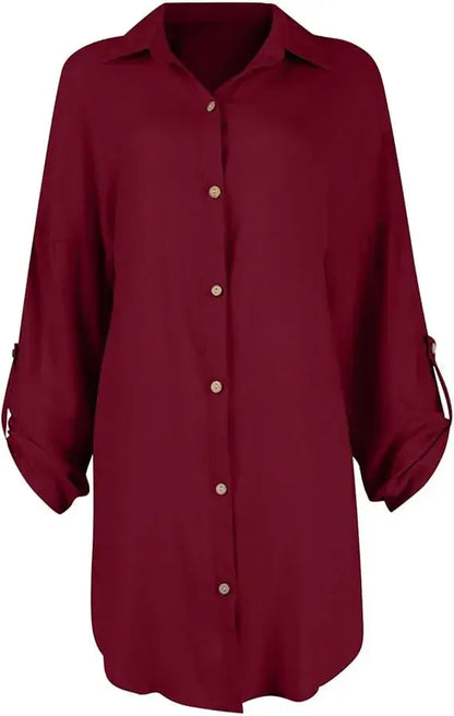 Button Down Long Sleeve Shirt Dress
