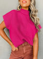 Mineral Red Patch Pocket Ribbed Knit Short Sleeve Sweater