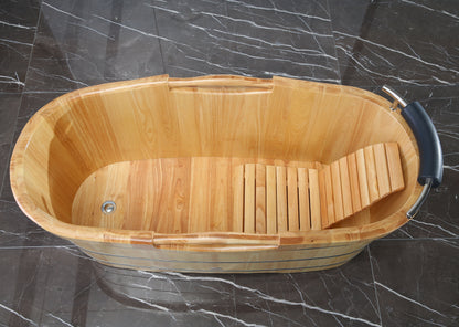 ALFI brand  AB1163 61" Free Standing Wooden Bathtub with Cushion Headrest