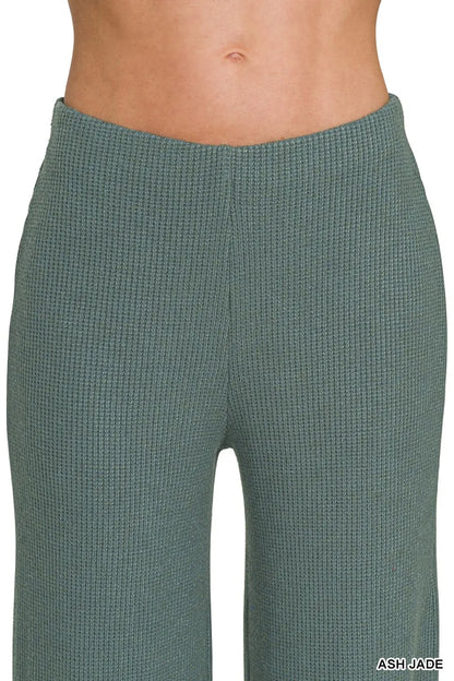 Zenana Mock Neck Top and Pants Sweater Set in Jade