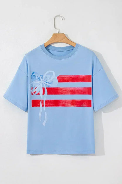 White Flag Bow Graphic Crewneck Tee