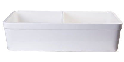 ALFI brand AB512 AB512-W White 32" Double Bowl Lip Apron Fireclay Farmhouse Kitchen Sink with 1 3/4" Lip
