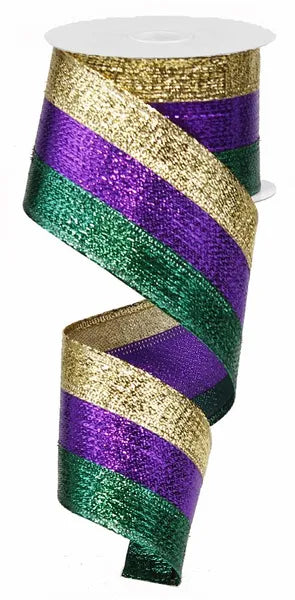 2.5"X10YD 3-IN-1 METALLIC RIBBON MARDI GRAS