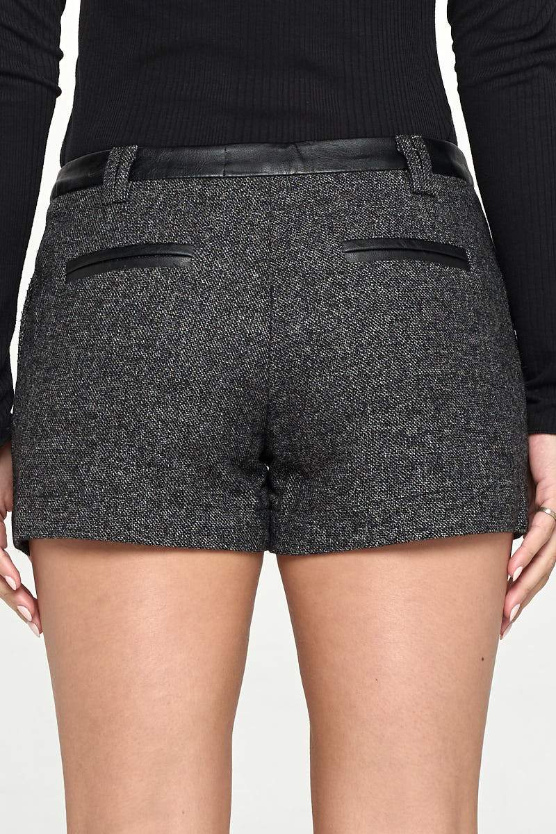 High-Waist Tweed Shorts with Faux Leather Trim | Apparel | Kitchen + Metal