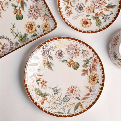 Elegant French Vintage Floral Ceramic Dinner Plate