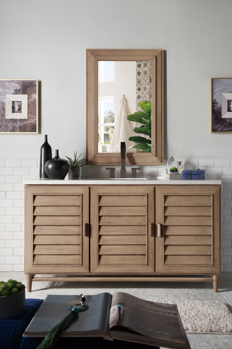 Portland 60" Single Vanity Cabinet, Whitewashed Walnut