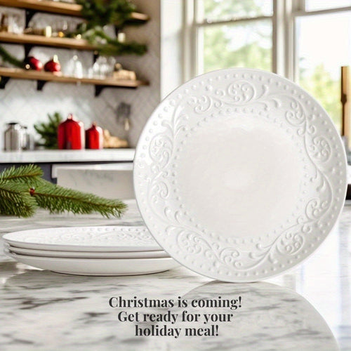 Artena 4Piece Embossed Porcelain Dinner Plate Set