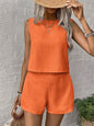 Round Neck Sleeveless Top Set with Shorts for Women