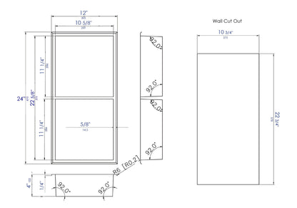 ALFI brand ABNP1224 12" x 24" Stainless Steel Vertical Double Shelf Shower Niche