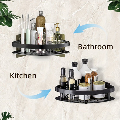 SpaceSaving Double Layer Aluminum Corner Bathroom Shelf
